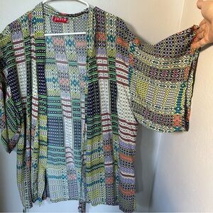 Josie natori boho printed loungewear set jumpsuit and kimono coverup beachy